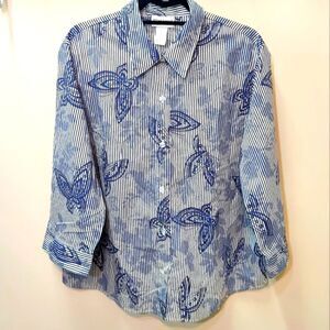 Butterfly Sequin Striped Blouse 